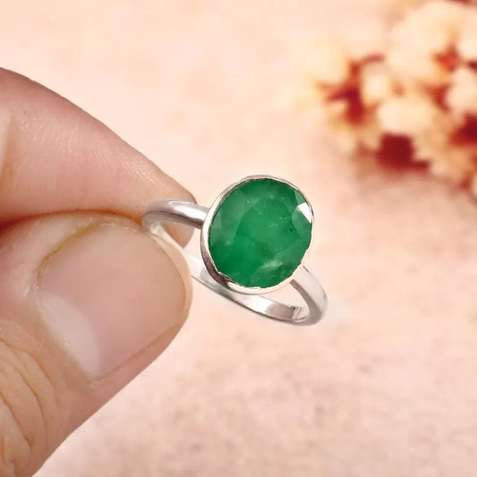 Natural Zambian Emerald Ring, 3.35 Ct Oval, 925 Sterling Silver Bezel (GCC Certified)