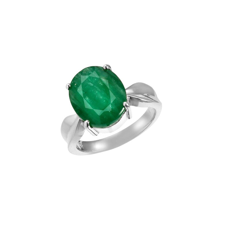 Natural Zambian Emerald Ring, 6.50 Ct Oval Emerald, 925 Sterling Silver Ring, GCC Certified Emerald, Handmade Statement Ring