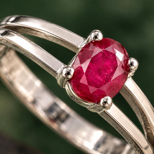 Natural Mozambique Ruby Ring, Oval Ring for Women, Red Gemstone Ring, July Birthstone Ring, Ruby Engagement Ring, Anniversary Gift for Her