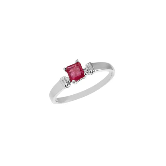 Ruby Ring Natural Corundum Octagon Step Cut Ring, Natural Mozambique Red-Pink Gemstone, Geometric Design, Anniversary Gift for Her
