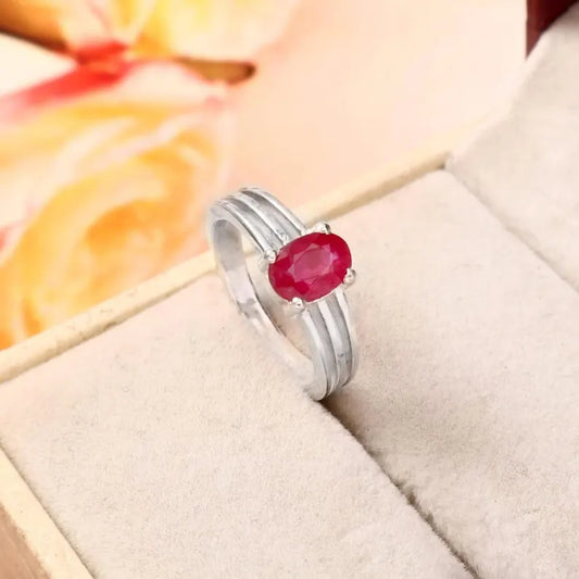 Oval Ruby Ring Natural Mozambique, Ruby Gemstone, Silver Ring for Women, July Birthstone Ring, Red Gemstone Ring, Anniversary Gift for Her