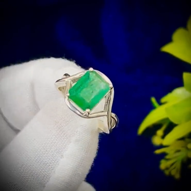 Natural Zambian Emerald Ring, 3.40 Ct Octagon Emerald, 925 Sterling Silver Ring, GCC Certified Emerald, Handmade Gemstone Ring