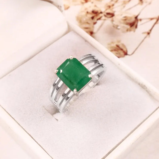 Natural Zambian Emerald Ring, 5.10 Ct Octagon Emerald, 925 Sterling Silver Ring, GCC Certified Emerald, Handmade Gemstone Ring