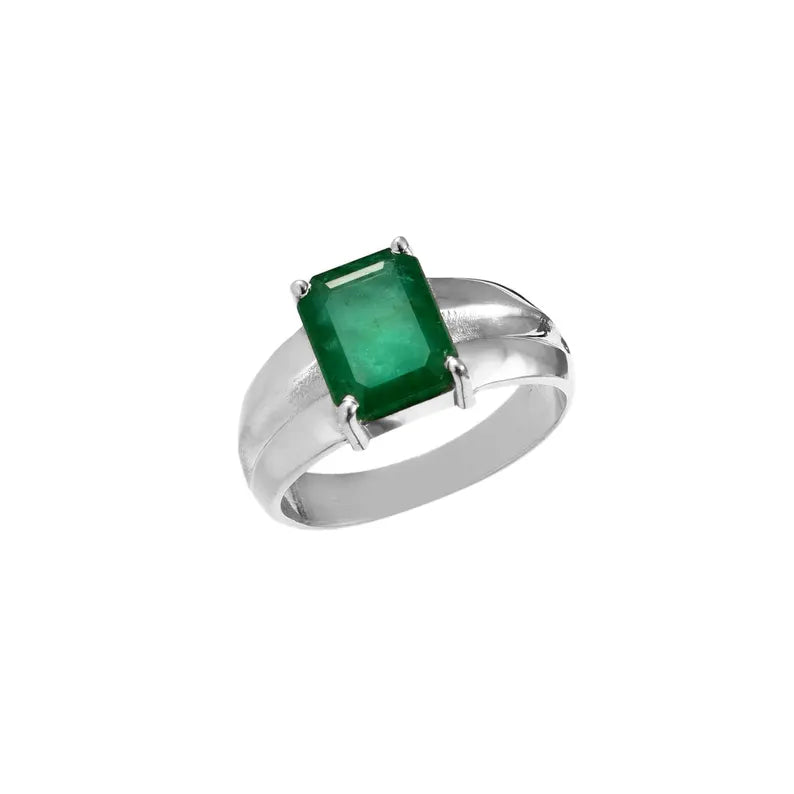 Natural Zambian Emerald Ring, 3.95 Ct Octagon Emerald, 925 Sterling Silver Ring, GCC Certified Emerald, Handmade Gemstone Ring