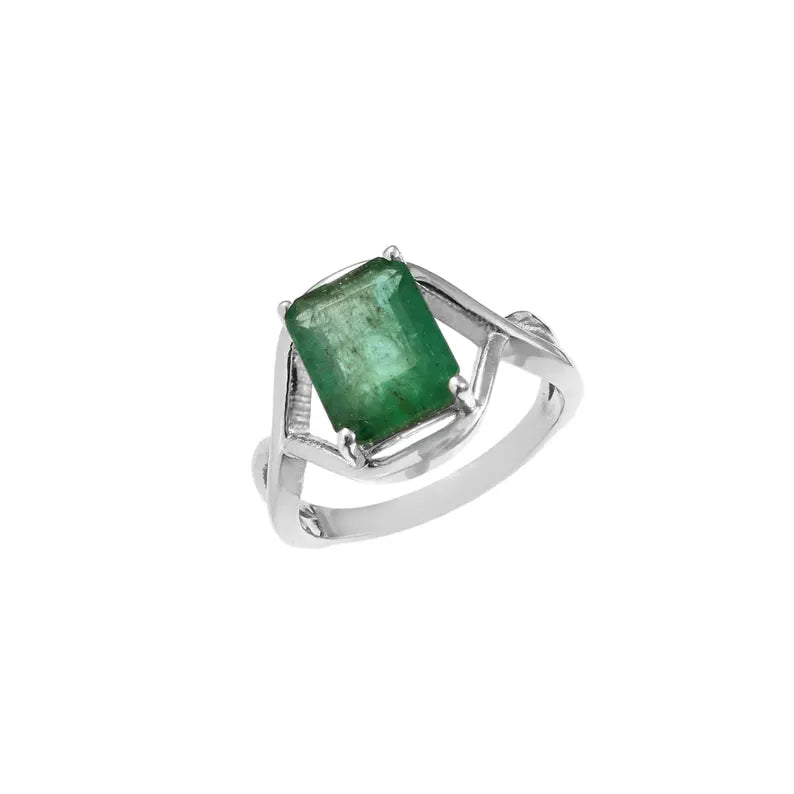 Natural Zambian Emerald Ring, 3.40 Ct Octagon Emerald, 925 Sterling Silver Ring, GCC Certified Emerald, Handmade Gemstone Ring