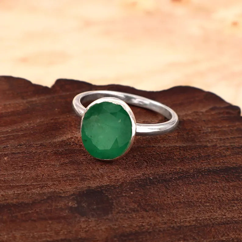 Natural Zambian Emerald Ring, 3.35 Ct Oval, 925 Sterling Silver Bezel (GCC Certified)