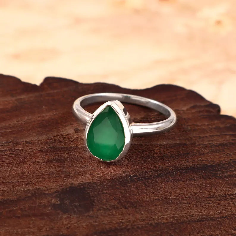 Natural Zambian Emerald Ring, 1.53Ct Pear Cut, 925 Sterling Silver Bezel, GCC Certified