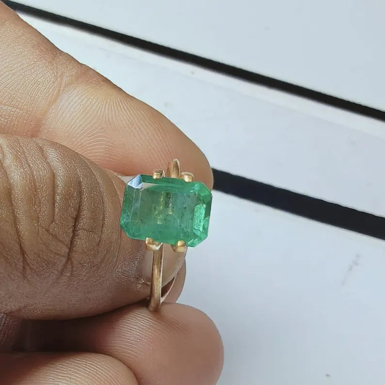 Natural Zambian Emerald 3.24 Ct, Emerald Cut, 10x7.5mm Green Gemstone (Loose Stone)