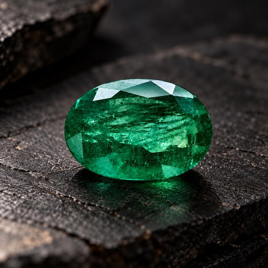 Natural Zambian Emerald 3.32 Ct Oval Gemstone, Rich Green May Birthstone (8x10.5mm)