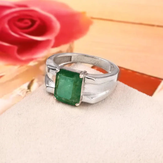 Natural Zambian Emerald Ring, 2.50 Ct Octagon Emerald, 925 Sterling Silver Ring, GCC Certified Emerald, Handmade Gemstone Ring