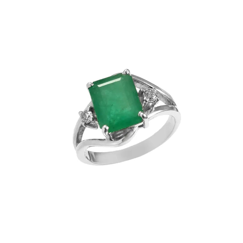 Natural Zambian Emerald Ring, 3.25 ct Octagon Emerald, 925 Sterling Silver Ring, GCC Certified Emerald, Handmade Gemstone Ring