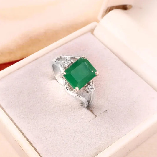 Natural Zambian Emerald Ring, 3.25 ct Octagon Emerald, 925 Sterling Silver Ring, GCC Certified Emerald, Handmade Gemstone Ring