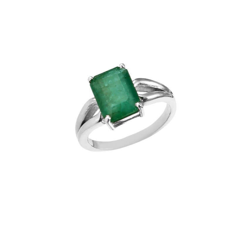 Natural Zambian Emerald Ring, 2.90 Ct Octagon Emerald, 925 Sterling Silver Ring, GCC Certified Emerald, Handmade Gemstone Ring