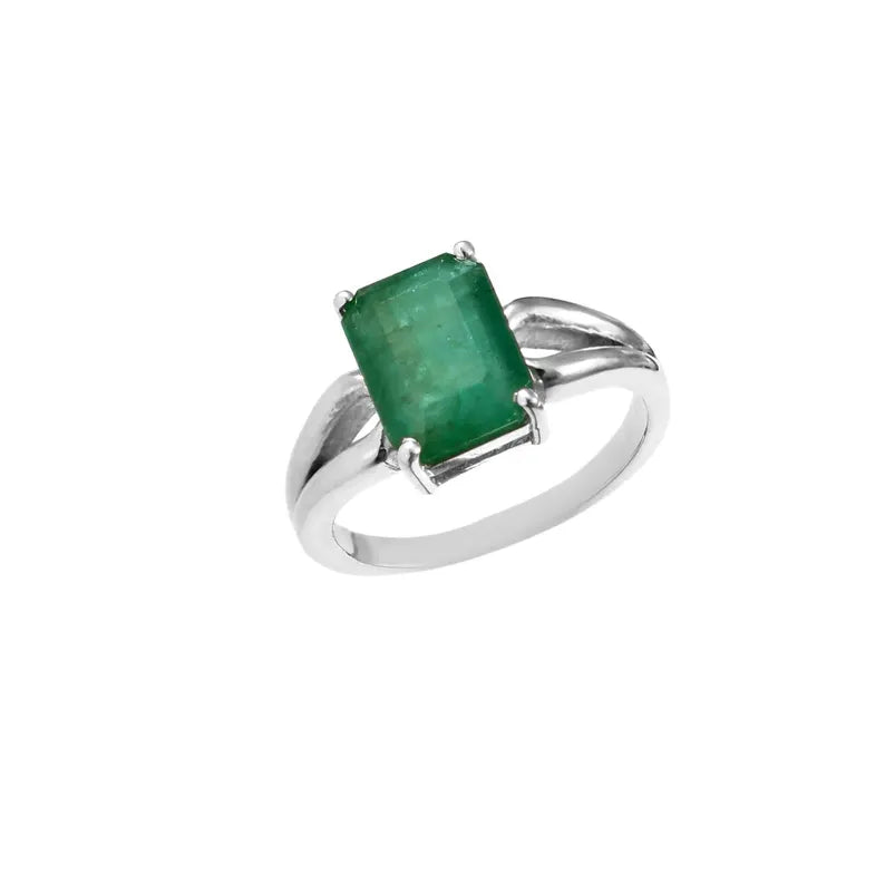 2.90ct Zambian Emerald Octagon Ring, 925 Sterling Silver, GCC Certified