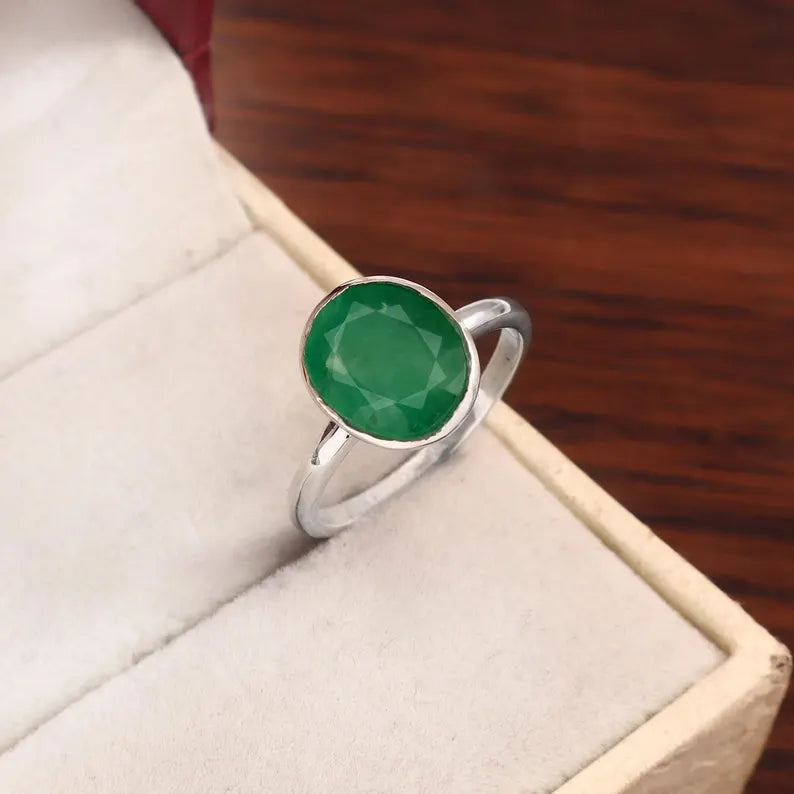 Natural Zambian Emerald Ring, 3.35 Ct Oval, 925 Sterling Silver Bezel (GCC Certified)