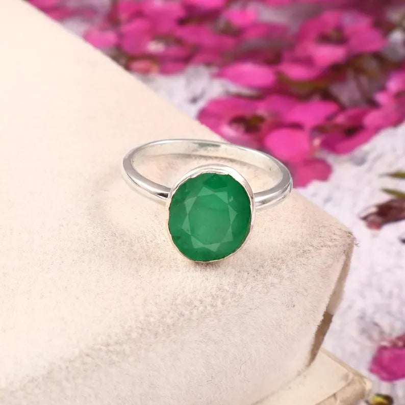 Natural Zambian Emerald Ring, 3.35 Ct Oval, 925 Sterling Silver Bezel (GCC Certified)