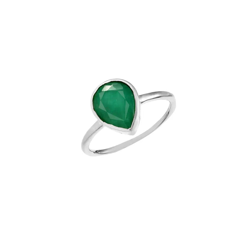 Natural Zambian Emerald Ring, 2.21 Ct Pear Cut, 925 Sterling Silver Bezel (GCC Certified)