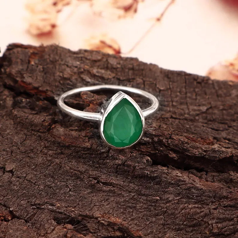 Natural Zambian Emerald Ring, 2.21 Ct Pear Cut, 925 Sterling Silver Bezel (GCC Certified)