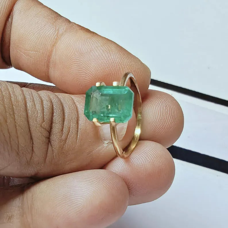 Natural Zambian Emerald 3.24 Ct, Emerald Cut, 10x7.5mm Green Gemstone (Loose Stone)
