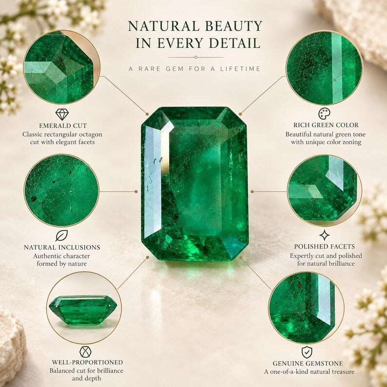 Rectangular Octagon Green Gemstone – Faceted, 12.2 × 7.05 mm (Loose Stone)
