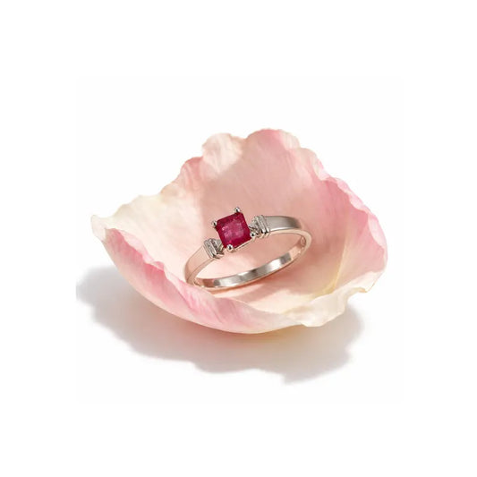 Ruby Ring Natural Corundum Octagon Step Cut Ring, Natural Mozambique Red-Pink Gemstone, Geometric Design, Anniversary Gift for Her