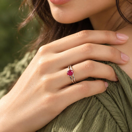Natural Mozambique Ruby Ring, Oval Ring for Women, Red Gemstone Ring, July Birthstone Ring, Ruby Engagement Ring, Anniversary Gift for Her