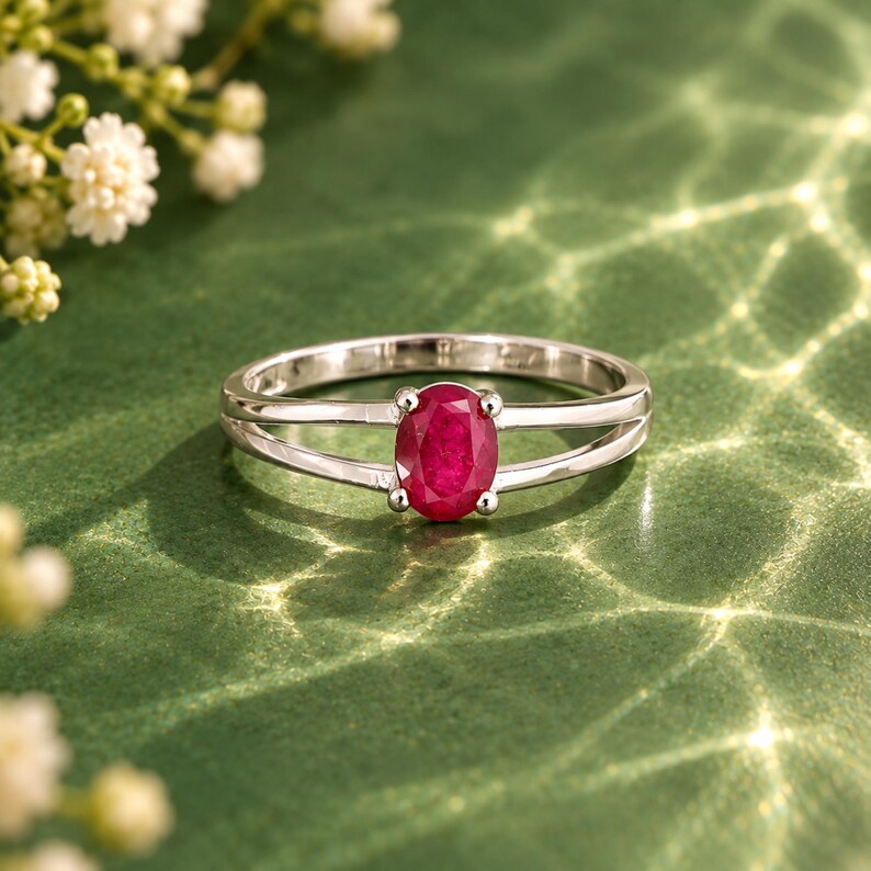 Natural Mozambique Ruby Ring, Oval Ring for Women, Red Gemstone Ring, July Birthstone Ring, Ruby Engagement Ring, Anniversary Gift for Her