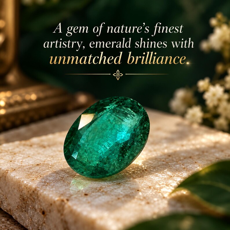 Natural Zambian Emerald 3.32 Ct Oval Gemstone, Rich Green May Birthstone (8x10.5mm)