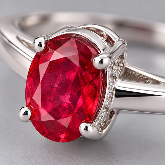 Oval Ruby Ring, Natural Mozambique 0.55 CT Ruby Solitaire Ring, Red Gemstone Promise Ring 1.790 GMS, Achievement Gift for Her