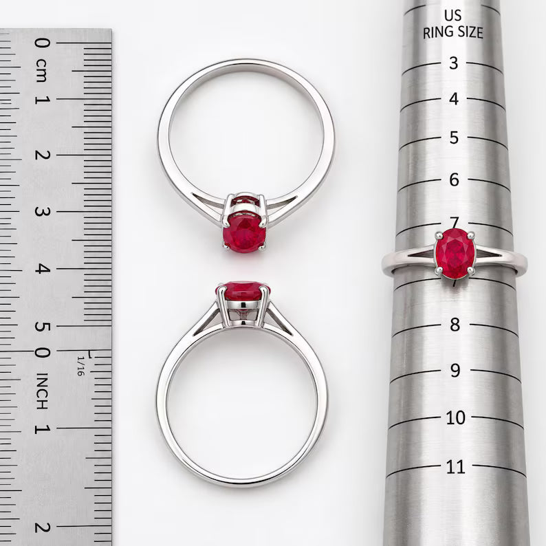Oval Ruby Ring, Natural Mozambique 0.55 CT Ruby Solitaire Ring, Red Gemstone Promise Ring 1.790 GMS, Achievement Gift for Her