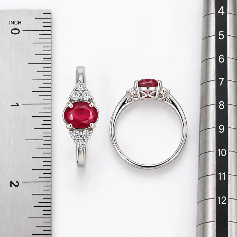 Natural Mozambique Oval Ruby Ring 0.70 Ct, Ruby Engagement Ring for Women, July Birthstone Ring, 1.955 GMS, Minimal Gift for Her