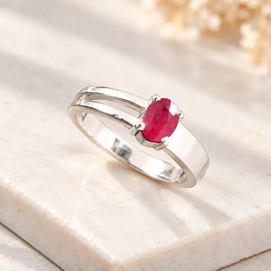Natural MozambiqueRuby Ring, Oval Ruby Gemstone Ring, 0.69 CT Ruby Ring, July Birthstone Ring, Red Gemstone Ring, Anniversary Gift for Her