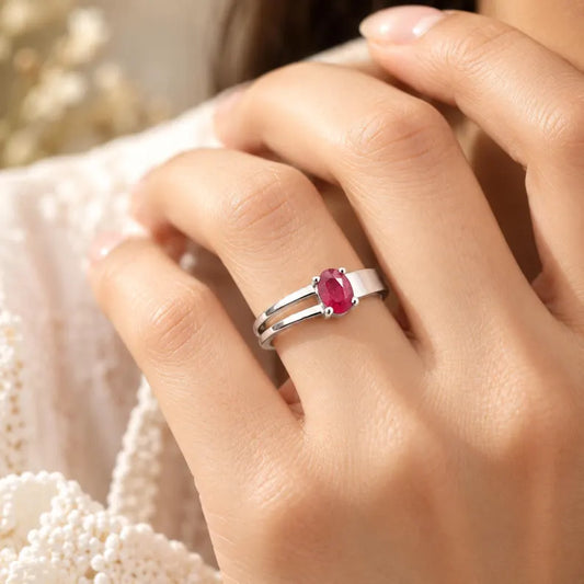 Natural MozambiqueRuby Ring, Oval Ruby Gemstone Ring, 0.69 CT Ruby Ring, July Birthstone Ring, Red Gemstone Ring, Anniversary Gift for Her