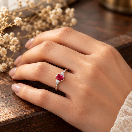 Oval Ruby Ring Natural Mozambique, 1.862 GMS, Ruby Engagement Ring, 0.80 ct Red Gemstone Promise Ring, Achievement Gift for Her