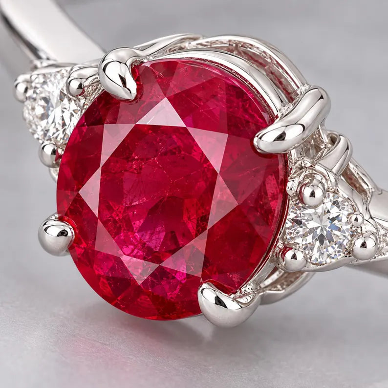 Natural Mozambique Oval Ruby Ring 0.70 Ct, Ruby Engagement Ring for Women, July Birthstone Ring, 1.955 GMS, Minimal Gift for Her