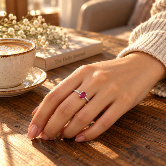 Oval Ruby Ring, Ruby Engagement Ring, 0.90 CTS, Dainty Red Gemstone Ring, 2.055 GMS, Promise Ring for Her, Anniversary Gift