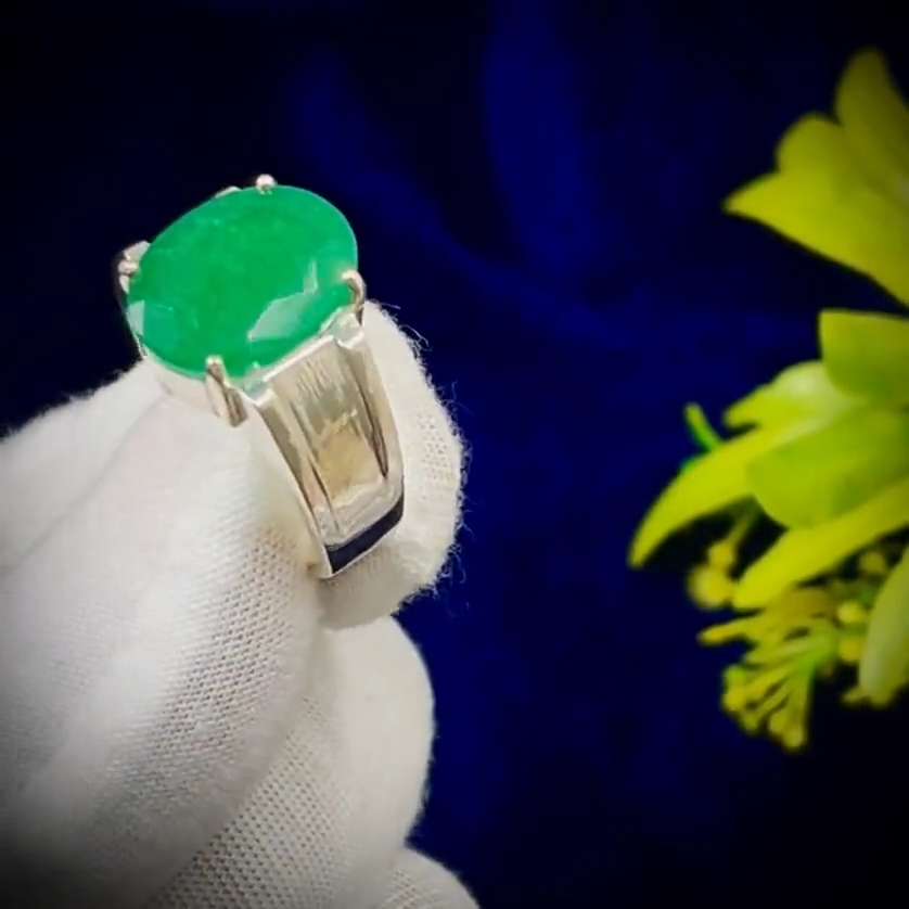 Natural Zambian Emerald Ring, 8.10 Ct Oval Emerald, 925 Sterling Silver Ring, GCC Certified Emerald, Handmade Gemstone Ring