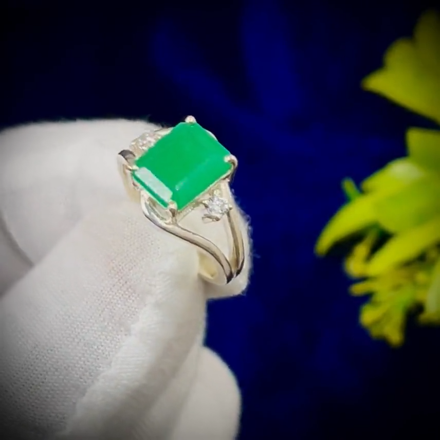Natural Zambian Emerald Ring, 3.25 ct Octagon Emerald, 925 Sterling Silver Ring, GCC Certified Emerald, Handmade Gemstone Ring