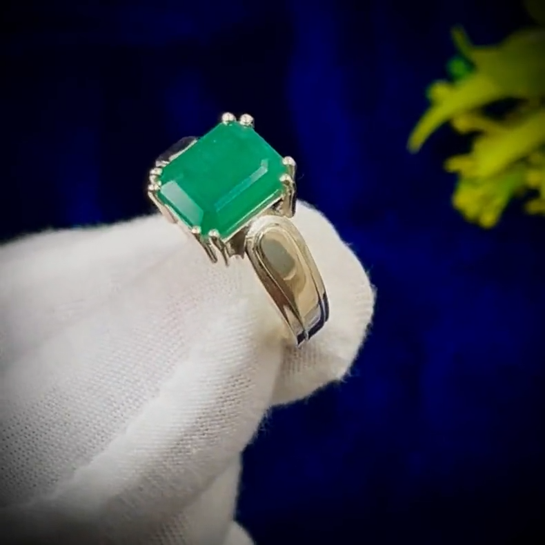 Natural Zambian Emerald Ring, 5.25 Ct Octagon Emerald, 925 Sterling Silver Ring, GCC Certified Emerald, Handmade Gemstone Ring