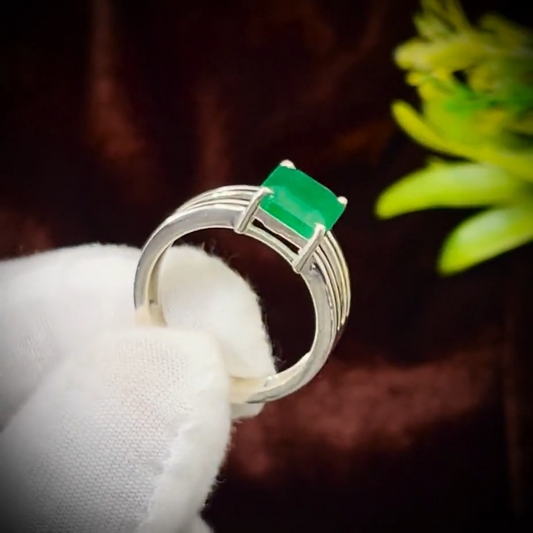 Natural Zambian Emerald Ring, 5.10 Ct Octagon Emerald, 925 Sterling Silver Ring, GCC Certified Emerald, Handmade Gemstone Ring