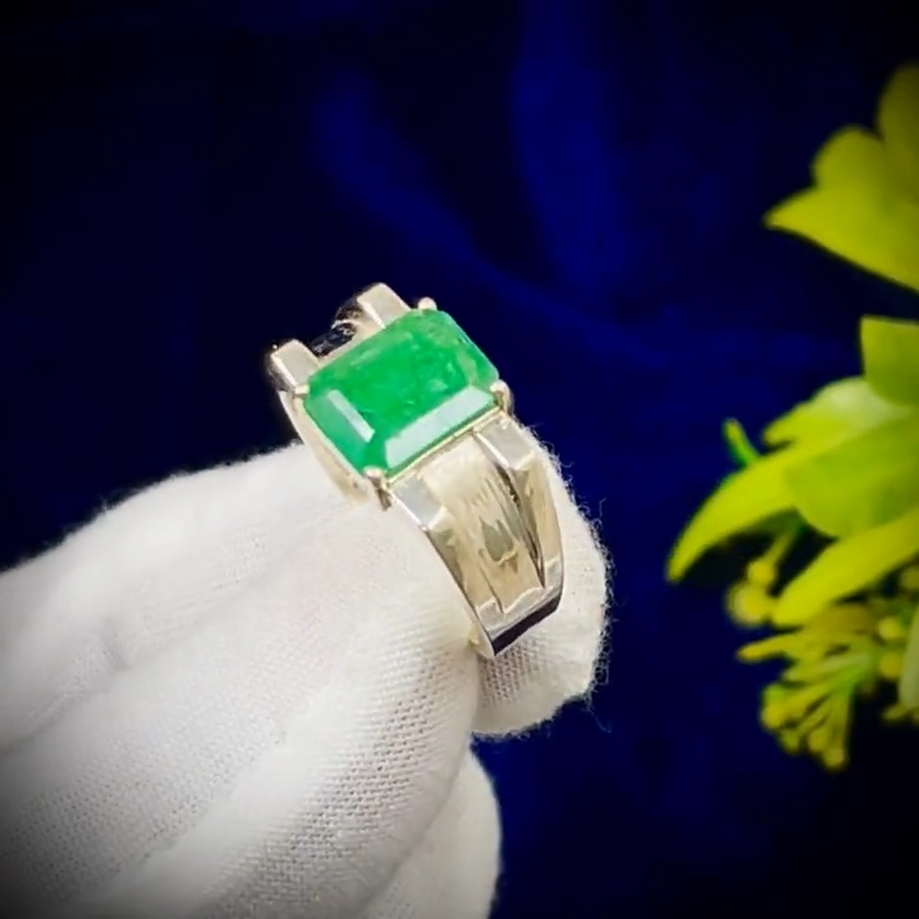 Natural Zambian Emerald Ring, 2.50 Ct Octagon Emerald, 925 Sterling Silver Ring, GCC Certified Emerald, Handmade Gemstone Ring