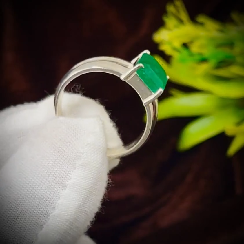 Natural Zambian Emerald Ring, 3.95 Ct Octagon Emerald, 925 Sterling Silver Ring, GCC Certified Emerald, Handmade Gemstone Ring