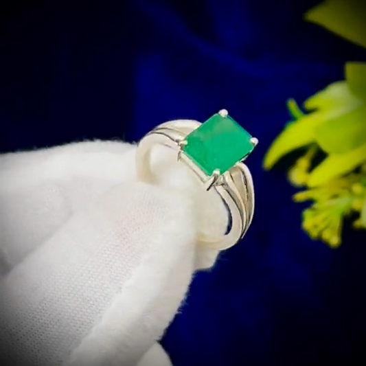 Natural Zambian Emerald Ring, 2.90 Ct Octagon Emerald, 925 Sterling Silver Ring, GCC Certified Emerald, Handmade Gemstone Ring